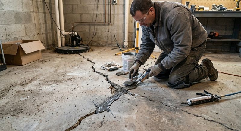Cracked Basement Floor Repair in Waterbury, CT