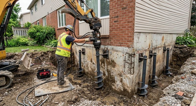 Helical Piers Installation in Waterbury, CT