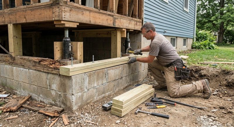Sinking Foundation Repair in Derby, CT