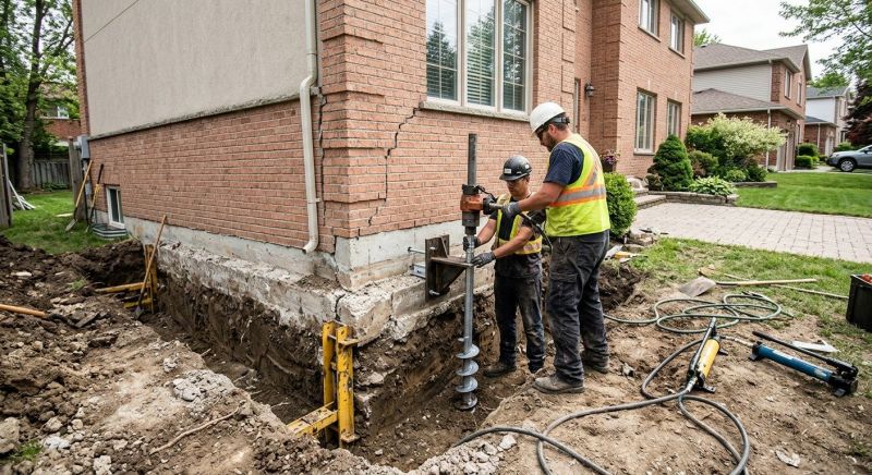 Sinking Foundation Repair in Woodbury, CT